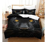 TNFHSOFT La Panthère Noire Parure De Lit 3 Pièces 1x Housse De Couette Et 2 Taies, Bedding Microfibre Ensemble De Draps () -Single（140x200cm）