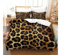 TNFHSOFT Leopard Print Sets De Housses De Couettes 3D, Ensemble De Literie avec Housses De Couettes Et Assortie Taie d'oreiller, pour Lit King（220x240cm）