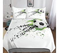 TNFHSOFT Parure De Lit Football Motif,Housse De Couette avec Taies d'oreiller 3D Star du Graffiti Imprimé Literie en Microfibre,pour Garçons Filles King（220x240cm）