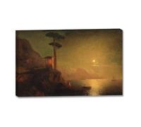 TNGHHSGA Chapelle De PlageIvan Aivazovsky Tableau Marin sur Toile, Peinture Classique de la Mer80x128m Encadrée