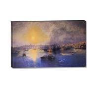 TNGHHSGA Constantinople Au CoucherIvan Aivazovsky Tableau Marin sur Toile, Peinture Classique de la Mer80x128m Encadrée