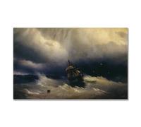 TNGHHSGA Navire à La GîTeIvan Aivazovsky Tableau Marin sur Toile, Peinture Classique de la Mer80x128m Sans cadre