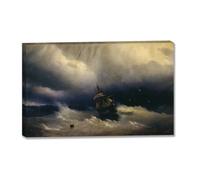 TNGHHSGA Navire à La GîTeIvan Aivazovsky Tableau Mer sur Toile, Décoration Murale Classique80x128m Encadrée