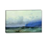 TNGHHSGA Navire LointainIvan Aivazovsky Tableau Marin sur Toile, Peinture Classique de la Mer80x128m Encadrée