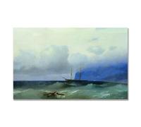 TNGHHSGA Navire LointainIvan Aivazovsky Tableau Mer sur Toile, Décoration Murale Classique80x128m Sans cadre