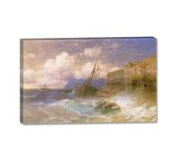 TNGHHSGA TempêTe à OdessaIvan Aivazovsky Tableau Mer sur Toile, Décoration Murale Classique80x128m Encadrée