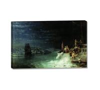 TNGHHSGA TragéDie En MerIvan Aivazovsky Tableau Marin sur Toile, Peinture Classique de la Mer80x128m Encadrée