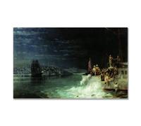 TNGHHSGA TragéDie En MerIvan Aivazovsky Tableau Mer sur Toile, Décoration Murale Classique80x128m Sans cadre