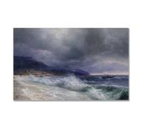 TNGHHSGA Vagues MontantesIvan Aivazovsky Tableau Mer sur Toile, Décoration Murale Classique80x128m Sans cadre