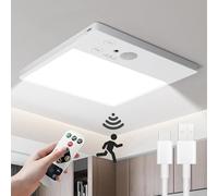 Tnight Plafonnier LED Rechargeable sans Fil avec Détecteur de Mouvement, 3 Températures de Couleur Réglables, Télécommande, Lampe Plafond Magnétique 7000mAh pour Salle de Bain Garage Escalier Cuisine