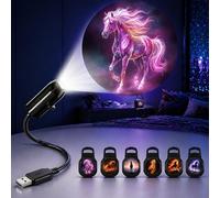 TnLnYn Veilleuse projecteur de cheval, 2 en 1 USB Mini Projection Veilleuse de Nuit Veilleuse Projecteur LED Rotation 360° Convient pour Voiture ou Chambre Plafond Accessoires de Décoration de Plafond