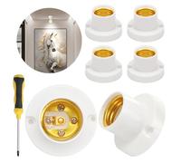 TNSLAND 4 Pièces Douille ÉtancheE27 avec 1 Pièces Tournevis Cruciforme, Douille E27 en Plastique ABS E27 Douille Ampoule a Visser pour Couloirs, Balcons, Caves, Garages 60W(Blanc)
