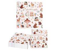 TNSLAND 40PCS Serviettes Animaux Forêt 33x33cm, Papiers 3 Plis, Serviettes Animaux de La ForêT Ton Blé, Doux & Absorbant, Serviette Mariage Papier, Serviette Anniversaire Enfan, Champignons Theme