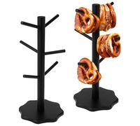 TNTGMG Lot de 2 supports pour bretzels en bois, à 6 bras, en forme d'arbre, hauteur 33 cm, sans bavures, pour garder tout organisé, également comme support à saucisses, porte-tasses, support à donuts