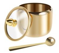 TNTGMG Sucrier en acier inoxydable avec couvercle et cuillère, 296 ml, contenant à sucre, contenant moderne pour café, bar, accessoires, cuisine, plan de travail