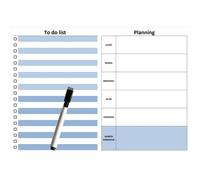 To Do List + Planning Semaine Magnétique Effaçable A4 30x20 Cm Bleu + 1 Marqueur Effaçable Magnétique, Planning Semaine, 7 Jours