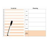 To Do List + Planning Semaine Magnétique Effaçable A4 30x20 Cm Creme + 1 Marqueur Effaçable Magnétique, Planning Semaine, 7 Jours