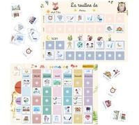 To-do-Liste Planner 2pcs Planning Semaine pour Enfants et Planning Journalier pour Enfants,118pcs Français enfants Routine d'Activités Quotidienne,Tableau Routine enfant Calendrier
