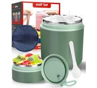 To Go Muesli Mug 530 ml+180 ml,gobelet à yaourt isolé en acier inoxydable | Mug Thermo à Emporter avec Couvercle Anti-Fuite,710ml Alimentaire,Pot Overnight Oats