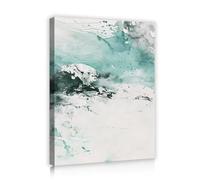 TOANGWALL Abstrait Vert Menthe Toile Art Murale Aquarelle Éclaboussures Encre Impression Moderne Sauge Floral Motif Silhouette Encadré Murale Images pour Salon Chambre Salle Manger Décor 65x80cm