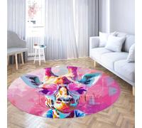 TOANGWALL Cool Giraffe Round Tapis 60cm imprimé 3D Rond Rose Animal Lavable antidérapant Poil Bas Fin Enfant Salle Jeu Chambre Enfant Rose coloré Descente de lit