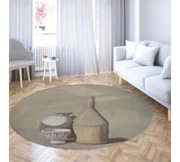 TOANGWALL Giorgio Morandi Style Nature Morte Vase 150cm Tapis Rond pour Salle à Manger Minimaliste Lavable avec carpette antidérapante et Descente de lit Fine pour Hall