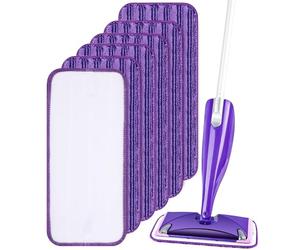Toaren 6 Packs Lingettes Reutilisable 30x14cm,Mop Pads Microfibres,Tampons Vadrouille Microfibre Mop Remplacement Tampon Vadrouille réutilisable pour frotter sols secs/humides,Viol