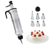 TOATELU Seringue à garnir professionnelle en acier inoxydable avec 6 douilles, seringue à gâteau, seringue à beignets, pour confiture, cupcakes, pâtisseries, biscuits - Noir