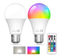 TobeBright Ampoule LED E27 Basse Tension DC 12V-85V 6W, Lot de 2 | Blanc Froid 6000K+RGB, 12V LED Dimmable avec Télécommande, Système Solaire, Camping-cars, Fourgons Aménagés