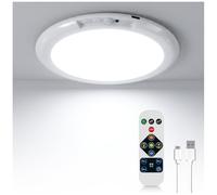 TobeBright Plafonnier LED Rechargeable Sans Fil avec Télécommande, 10000mAh Plafonnier LED Detecteur de Mouvement, 3 Températures de Couleur Dimmable pour Garage, Escalier, Salle de Bain