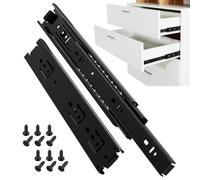 ToBeGreat Glissiere pour tiroir 350 mm Glissière de tiroir latéral rail coulissant coulisse tiroir sortie totale à bille pour placard et cuisine 45 kg Charge Noir 1 Paire(2 pièces)