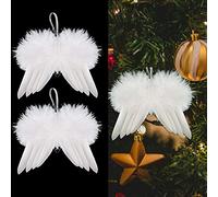 ToBeIT Lot de 10 Decoration Noel Sapin Blanche Plume - Grande 14X16CM - Ailes d'ange pour Sapin de Noël Blanche - Boules de Noël Plumes à Suspendre - Décoration pour la Maison, Intérieur et Extérieur