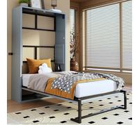 TOBIDOEN Lit pliant mural 90 x 200 cm avec cadre en métal et plateau en bois, lit pliant peu encombrant, mécanisme de pliage silencieux, lit multifonction pour chambre d'amis, studio et bureau à