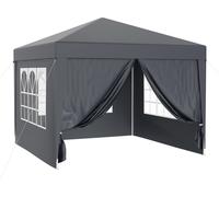 Toboli Pavillon 3 x 3 m en gris avec protection UV 50+, gazebo de jardin avec côtés amovibles, tente de réception avec fenêtres pour terrasse et festival, par exemple