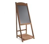 Toboli Stop-trottoir en bois - 42 x 112 cm - Chevalet publicitaire avec tableau d'ardoise et Étagère - Déco Porte-affiche Publicité