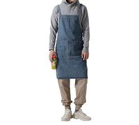 Tobyan Tablier en coton denim doux unisexe réglable avec 5 poches, parfait pour la cuisine, XL - Bleu, XX-Large