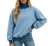 Tobysper Sweat-shirt tendance pour femme - Couleurs contrastées - Grande taille - Sans capuche - Automne - Hiver - Pull de travail - Doux et confortable - Pull tricoté à manches longues, O gris foncé