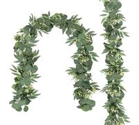 TOCHGREEN Lot de 2 guirlandes d'eucalyptus artificielles de 1,5 m avec gypsophile et Feuilles de Saule, Fausses Plantes à Suspendre pour Mariage, Maison, fête, décoration Murale