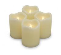 ToCi Haushalt Lot de bougies LED Ø 7 x 9 cm - 4 Bougies en cire véritable sans flamme avec LED scintillant et minuteur à piles