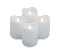 ToCi Lot de 4 bougies LED blanches Ø 7 x 13 cm - Bougies en cire véritable sans flamme avec lumière vacillante et minuterie - Bougies piliers LED avec interrupteur marche/arrêt - Bougies décoratives à