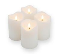 ToCi Lot de 4 bougies LED blanches - Diamètre : 7,5 x 15 cm - Sans flamme - En cire véritable - Avec minuterie et mèche noire - Pour l'Avent, lanterne funéraire et décoration de table - Fonctionne