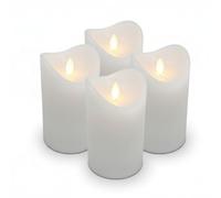 ToCis Big BBQ Lot de 4 bougies LED blanches sans flamme en cire véritable avec flamme mobile et minuterie (4 bougies - Ø 7,5 x 15 cm)