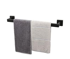 TocTen Lot de 20 Porte-Serviettes de Bain - Fond carré épais en Acier Inoxydable SUS304 pour Salle de Bain, Accessoires de Salle de Bain, Porte-Serviettes, Montage Mural Robuste, Noir