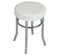 TODARO - Tabouret Acier Chromé et Simili Blanc