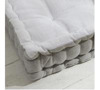 Today Charme - Coussin de sol décoratif en coton, effet lin et chambray avec broderie, 40 x 40 x 10 cm