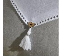 Today Charme - Coussin décoratif avec pompons 40x40 cm - Tissu bicolore chambray et effet lin - Housse 100% coton, garnissage polyester