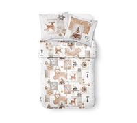 TODAY Enjoy Snow Deer - Parure HC3 : Housse de Couette 220x240 + 2 Taies d’Oreiller 100% Coton