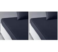 TODAY Essential - Drap Housse 140X190 cm 2 Personnes 100% Coton Uni, Fusain (Lot de 2)