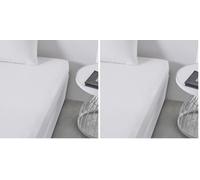 Today Essential - Drap Housse 160X200 cm 2 Personnes 100% Coton Uni, Craie (Lot de 2)