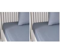 Today Essential - Drap Housse 90X190 cm 1 Personne 100% Coton Uni, Denim (Lot de 2)